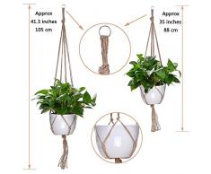 umr Tech 4 pezzi Pianta fatti a mano fiore titolare Semaforo corda fiori piante in vaso vasi gancio supporto corda con portachiavi anello ,35 pollici e 41.3 pollici