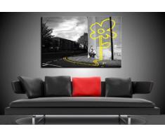 'Fotoleinwand24 – Stampa su tela "Banksy" Graffiti 100 x 70 cm K. Poster. Tela già su telaio. Pop Art dipinto stampe artistiche da parete, immagini, immagini per decorazione – decorazione/immagini da parete Top 200 "Bansky Streetart