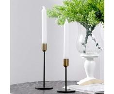 Nuptio 2 Pezzi Portacandele Matrimonio/Pranzo Portacandele Nero e Oro Portacandele Cono Centrotavola Ornamenti Decorativi per la Tavola per Natale Halloween Ringraziamento Soggiorno Decor