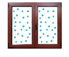 Set 24 Adesivi - Adatti per : FINESTRE - MURI - VETRI - MOBILI - Auto - Bambini - Stelle E Pallini - Wall Stickers Stelline Muro Cameretta - Decorazione Parete Camera da Letto - Celeste