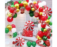 Palloncini di Natale Hillylolly 98 Pezzi Palloncini Festa Natale, Palloncini Natalizi in Lattice rosso verde bianco, Palloncini Natalizi in Alluminio, Palloncini Natalizi Arco, Decorazioni Natalizie