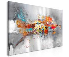 murando Quadro Astratto 120x60 cm 1 pezzo Stampa su tela in TNT XXL Immagini moderni Murale Fotografia Grafica Decorazione da parete grigio argento colorato a-A-0415-b-a