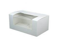 BIOZOYG Scatola per Pasticceria cartone bianca I Scatola Cupcake di Alta Qualità Scatola Regalo Scatola per Biscotti riciclabile I 50 Scatole Muffin con Finestra 18x11x8cm, rettangolare