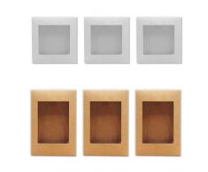6 pezzi Scatole per Dolci Kraft Marrone Bianco Confezione Regalo con Finestra Contenitori Take Away Carta USA e Getta - Scatola per Biscotti, Torte - Contenitori in Cartone per Alimenti