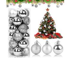 24 Pezzi Palline Albero di Natale, Ornamento di Palla di Natale, Decorazioni Albero Natale Addobbato, Palline di Natale, Ornamenti Dellalbero di Natale per la Decorazione dellalbero di Natale