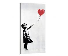 canvashop Quadri Moderni Banksy Bambina Con Palloncino Cm 60X30 Verticale Quadro Su Tela Canvas Stampe Da Parete Soggiorno Bansky Ragazza Balloon Girl Street Art