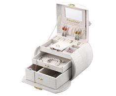 Finether Portagioie Scatola per la Custodia dei Gioielli Portagioielli Cofanetto, Bianco