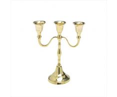 NKlaus Candeliere a 3 bracci alto 18cm in ottone dorato lucido per candele Ø 2cm candele da tavolo candele a bastoncino look moderno classico decorazione matrimonio 2878