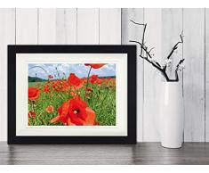 1art1 Fiori - Campo di Papaveri Poster da Collezione Incorniciato (40 x 30cm)