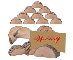 BOELLRUNO 20PZ Segnaposto Legno Supporto Numero Posto Foto Titolare Memo Holder Decorazione Tavolo per Matrimonio Cafe Bar Ufficio Festa Natale+20pz Kraft Carta di Carta