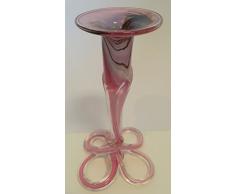 Candelieri ai vostri piedi colorato, Candeliere con piede decorativo di vetro colorato, soffiato in rosa, beige, bianco altezza ca 17 centimetri, design Oberstdorfer Glashütte