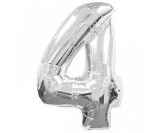 Palloncino Gigante Numero 4 (quattro) - Argento