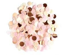 XCOZU 1500 Pezzi Coriandoli Rosa Oro, 1 cm Rotondi Coriandoli in Carta Velina per Matrimonio, Decorazione da Tavolo, Feste di Compleanno, Palloncini per Decorazioni, 30 g