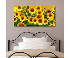 Quadri L&C ITALIA Girasoli - Quadro Moderno con Fiori Gialli 90 x 45 per Soggiorno Salotto Cucina Camera da Letto Stampa su Tela Canvas da Parete