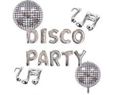 JeVenis Set di 5 palloncini festa in discoteca Decorazione festa in discoteca febbre anni 70 Decorazione festa in discoteca febbre del sabato notte Decorazioni per feste Disco Ball