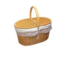 HUIHUAN Cestini da Picnic in Rattan Intrecciati a Mano, Cestino di Pasqua, conservazione delle Uova di Pasqua in plastica e Caramelle pasquali, gita di Un Giorno con Barbecue allaperto