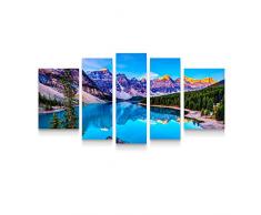 Startonight Quadro su Tela Lago di Montagna, Quadri Moderni Paesaggio, Stampe Incorniciato, Grande Set di 5 Decorazioni da Parete 90 x 180 CM