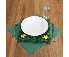 COM-FOUR® 4 Stuoie di Erba Artificiale con Fiori per la Decorazione di Primavera o Pasqua (04 Pezzi - 25 cm x 25 cm)