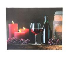 Barile, vino e candele di Natale stampa su tela con luci LED