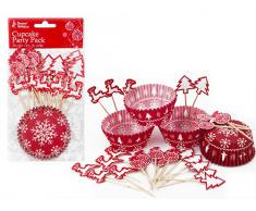 Set Decorazioni per Cupcake - Pirottini + toppers fantasie NATALIZIE - 48 pezzi