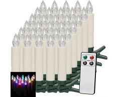 Deuba Set 30 Candele a LED Albero di Natale Multicolore Batteria Wireless con Timer e Telecomando
