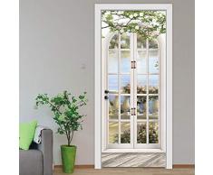 Yelilad Adesivi per Porte Interne 3D Paesaggio Pastorale Soggiorno Camera da Letto Hotel Carta da Parati in PVC Autoadesivo Impermeabile complementi arredo casa Poster murale 77x200 cm