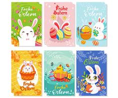 THEXIU Cartoline Pasquali,12 Fogli Cartoline Pasqua,Biglietti Pasquali ,Cartoline Pasquali Coniglietti,Biglietti Pasquali Motivo Primaverile,Cartoncini Auguri Pasquali,Cartoline Pasquali Set