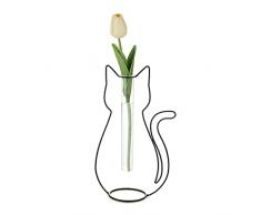 Balvi Vaso Silhouette Colore Nero Vaso Decorativo a Forma di Gatto Metallo/Vetro