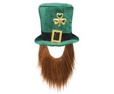 Boland 44907 - Cappello Leprechaun, folletto verde, con barba, berretto, copricapo, Irlanda, St. Patricks Day, portafortuna, carnevale, festa a tema