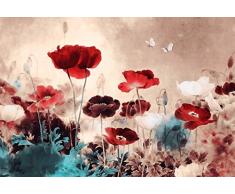 CANVAS INTERIORS Grande quadro floreale dipinto su tela, stile grunge, montato e pronto da appendere, 76,2 x 50,8 cm