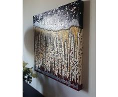 DORON ARTE QUADRO MODERNO ASTRATTO DIPINTO A MANO TELAIO GALLERY BORDI DIPINTI - INCASTRI - 60x60x4 cm -RIF59