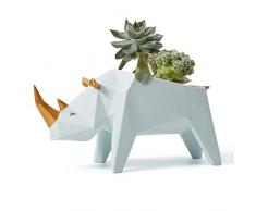 Amoy-Art Rhino Regali Scultura Vaso di Fiori Figurina Statuetta Statua Resina Soprammobili 18cm