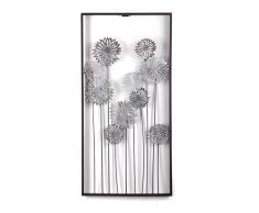 Design Delights decorazione da parete in metallo, a fiori, 62 cm, argento/ marrone, decorazione da parete con fiori