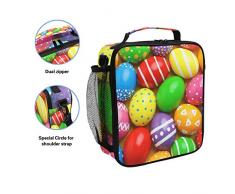 Colorate uova di Pasqua, borsa termica per il pranzo, quadrata, portatile, grande capacità, da viaggio, picnic, scuola, borsa termica per bambini, ragazzi, ragazzi e adolescenti