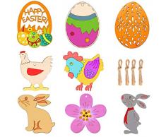 40 Pezzi Ornamenti in Legno di Pasqua,Ciondoli pasquali in legno,Pasqua Legno Ciondolo Decorazioni Pasqua Ornamenti,Decorazioni Pasquali in Legno,per Bambini Articoli per Feste Pasquali