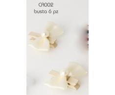 6 PEZZI MOLLETTE FIOCCO IN RASO SEGNAPOSTO CHIUDIPACCO DECORAZIONE BOMBONIERE NOZZE MATRIMONIO (FIOCCO AVORIO)