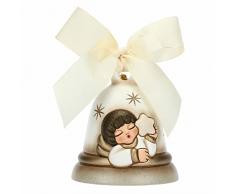 THUN - Limited Edition 2022 - Campanella Bianca in Ceramica Decorata a Mano con Iconico Angelo con Stella - Idea Regalo Natale 2022 - ø 7 cm, 8 cm h
