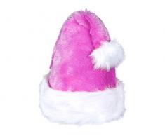 Cappello da Babbo Natale di felpa per Bambini con Pon Pon (wm-67) Rosa Bianco di Feltro