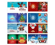8pcs Biglietti di Auguri Natalizi Fatti a Mano Inviti per Feste di Natale Fai da te 5D Diamond Painting Biglietti Natalizi con Buste Vuote per Compleanno Natale (Stile c)