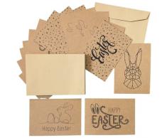 albhaus® Biglietti pasquali | 24 pezzi | con 24 buste in carta kraft | DIN A6 | cartoline (Happy Easter)