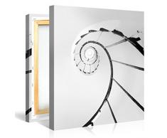 Gallery of Innovative Art - BLACK & WHITE STAIRCASE - 80x80cm - Stampa Giclee su tela, foto tela Wall Art- Foto su tela montate su telaio- immagini su tela XXL in alta risoluzione #e6173
