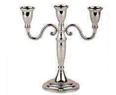 Aps 32931-03 Candelabro Tre Luci, Argentato, 22.5 cm