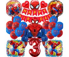 Palloncini Spiderma, Kit Compleanno Spiderma 3 anni Ragazzo, Decorazione Compleanno SpiderMa, Decorazione Party Spiderma Palloncini per feste per bambini, Feste 3D Palloncini di Alluminio Spiderma