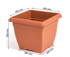 Vaso per piante Terra quadrato con sottovaso 42Lt misure: 45 x 45 cm colore: terracotta