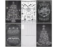 Edition Colibri 50 cartoline di natale in gesso/set anni 50 di cartoline natalizie nostalgiche (5 motivi x 10 pezzi = 50 pezzi) in bianco e nero in stile retrò/vintage (10747-51)