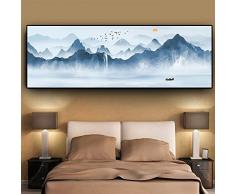 DMPro Quadro Astratto Lago di Montagna Panorama Panorama Tela Pittura Poster e Stampe Immagine di Arte murale per Soggiorno 50x150 cm Senza Cornice