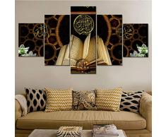 LIVELJ-Quadri 5 Pezzi Tela Stampa in Immagine Paesaggio Decorativo Quadro Moderno Sospeso Murale Combinato Opera Darte HD Ufficio Soggiorno Corano Islamico/Senza Telaio/Regalo di Natale
