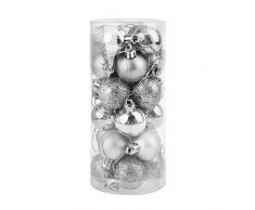 decorazioni da appendere per casa feste di nozze argento decorazioni natalizie Bingxue 24 palline decorative per albero di Natale da 3 cm Capodanno 70 x 156 mm