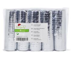 Stelle filanti KIDDYPARTY argento metallico, pacco da 5 qualità PREMIUM, 5 pezzi metallici/bianchi. Ideali come decorazione per nozze d’argento, compleanni, eventi, carnevale e capodanno