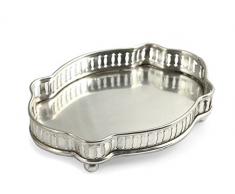 H&H Centrotavola Ottone Sheffield 15.5X12 Arredo Tavola Tessili, Argento, 1 Pezzo